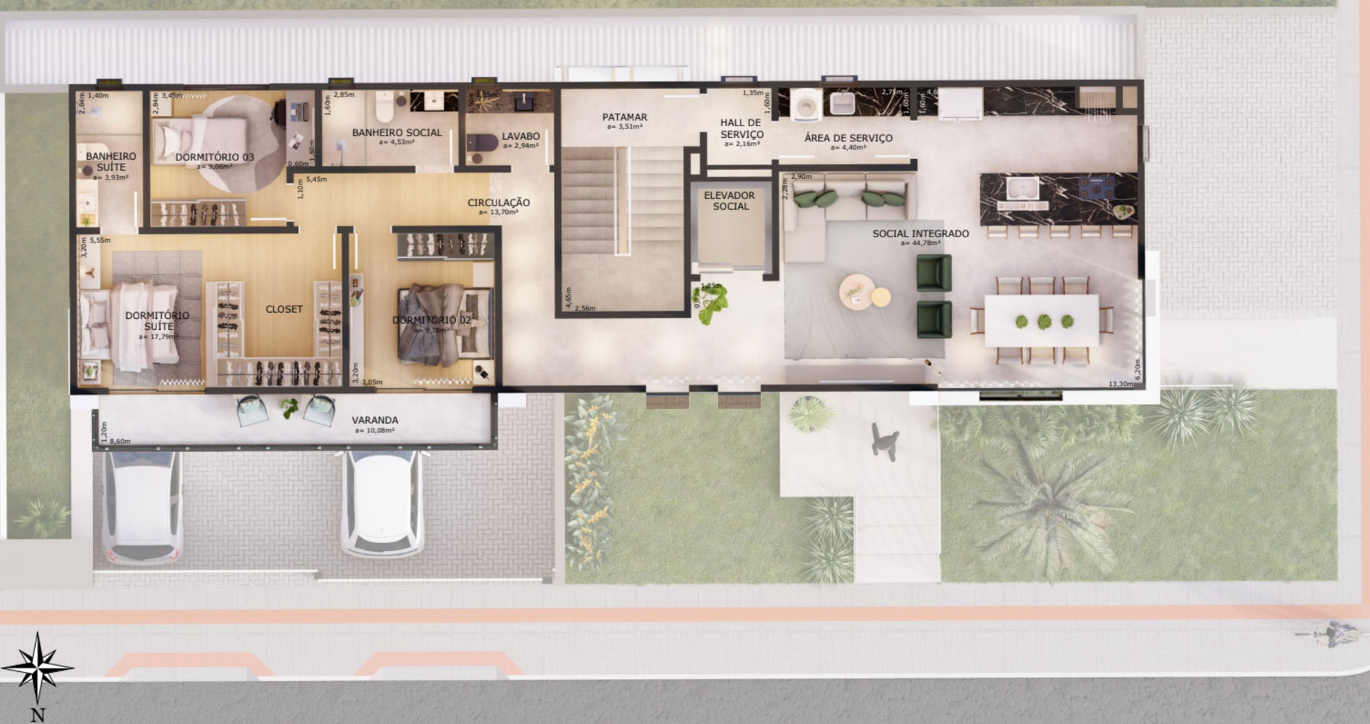 Planta baixa do apartamento — 160m² privativos